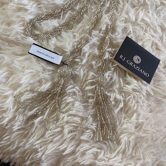 NEW! R.J. Graziano Beaded Tassel Necklace. - Picture 2 of 2